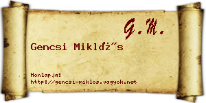 Gencsi Miklós névjegykártya